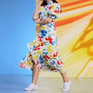 NWT Rixo x Target Mock Neck Cascade Ruffle Dress